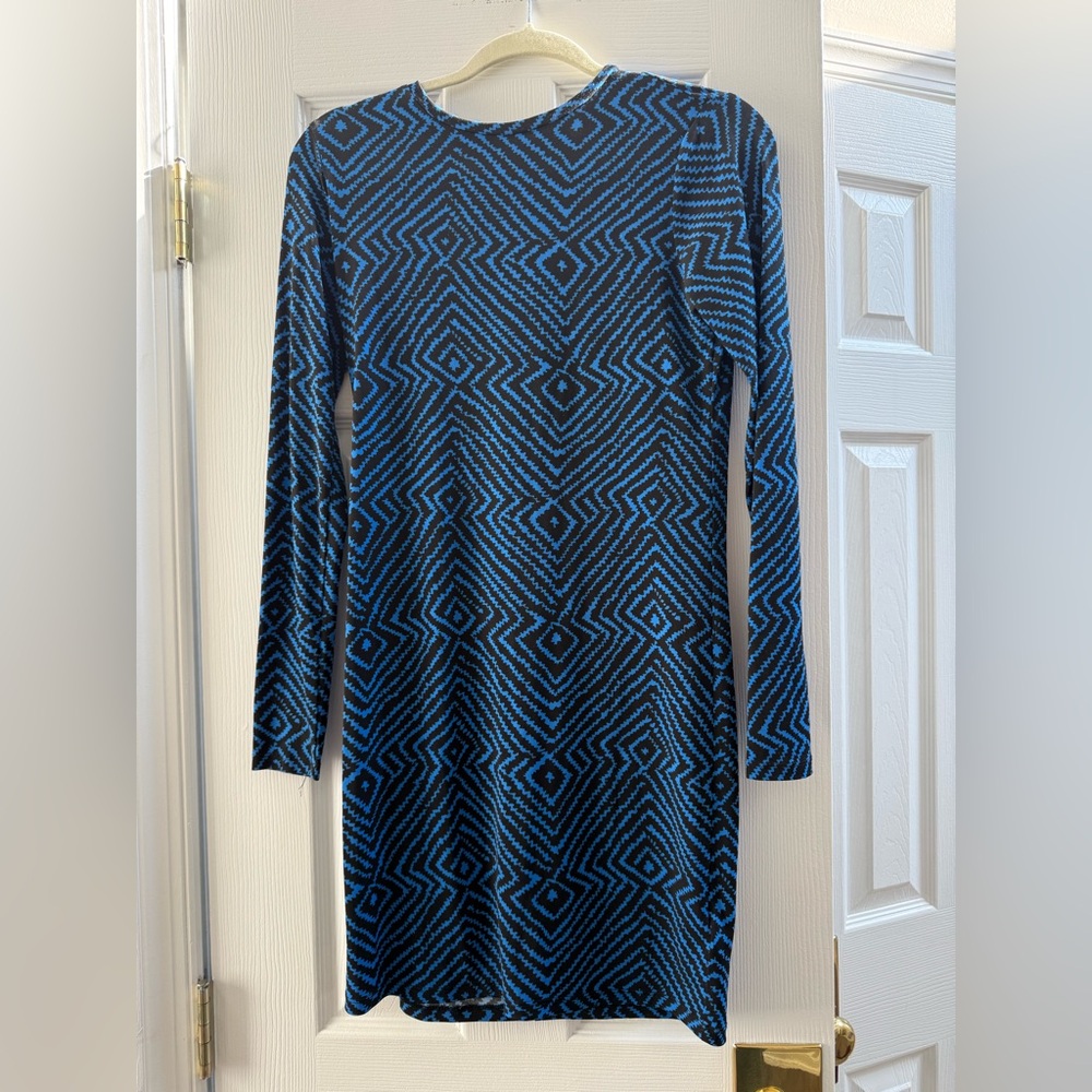 MICHAEL Michael Kors Blue and Black Long Sleeve Dress
